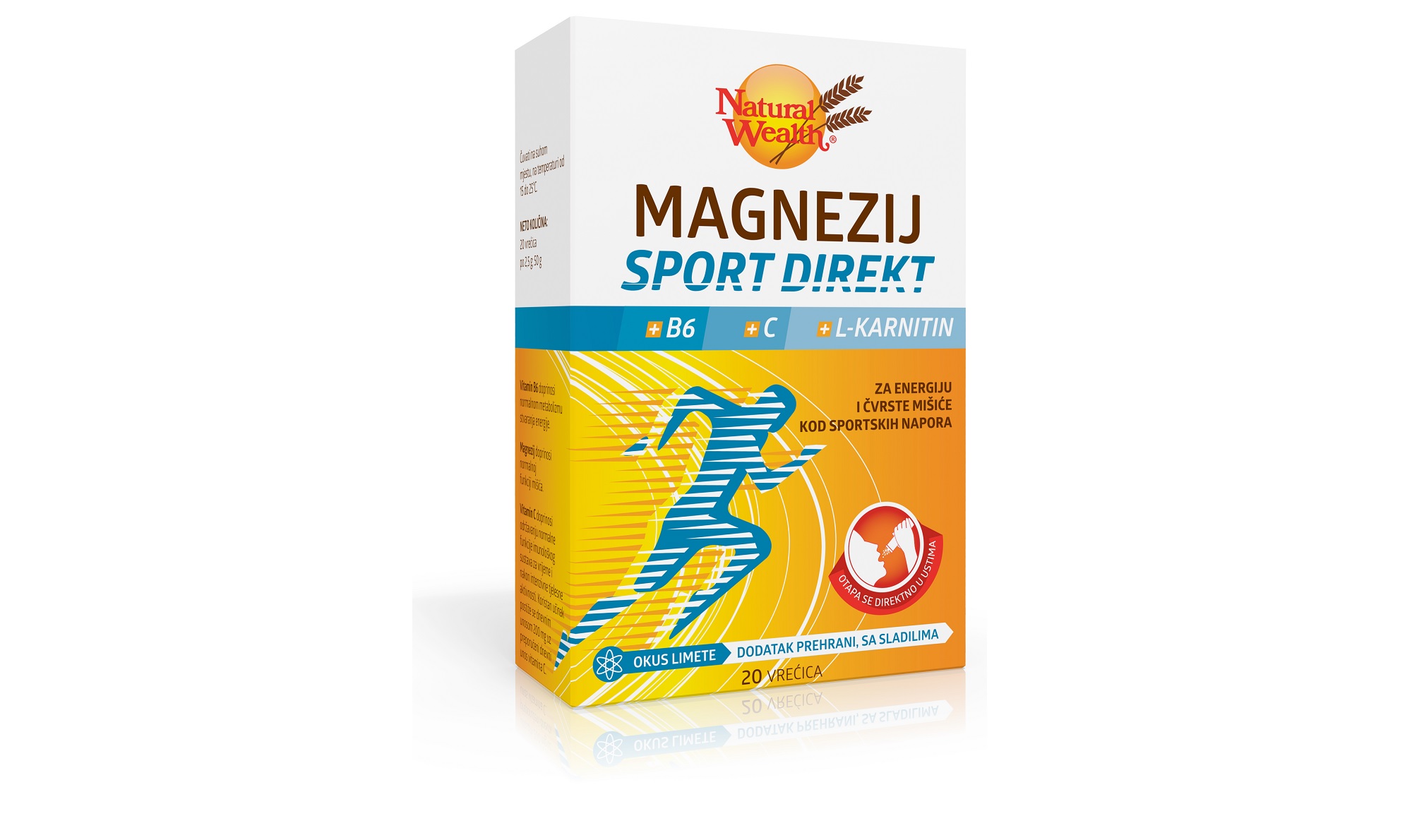 Natural Wealth Magnezij Sport Direkt +B6+C+L-karnitin 20 vrećica